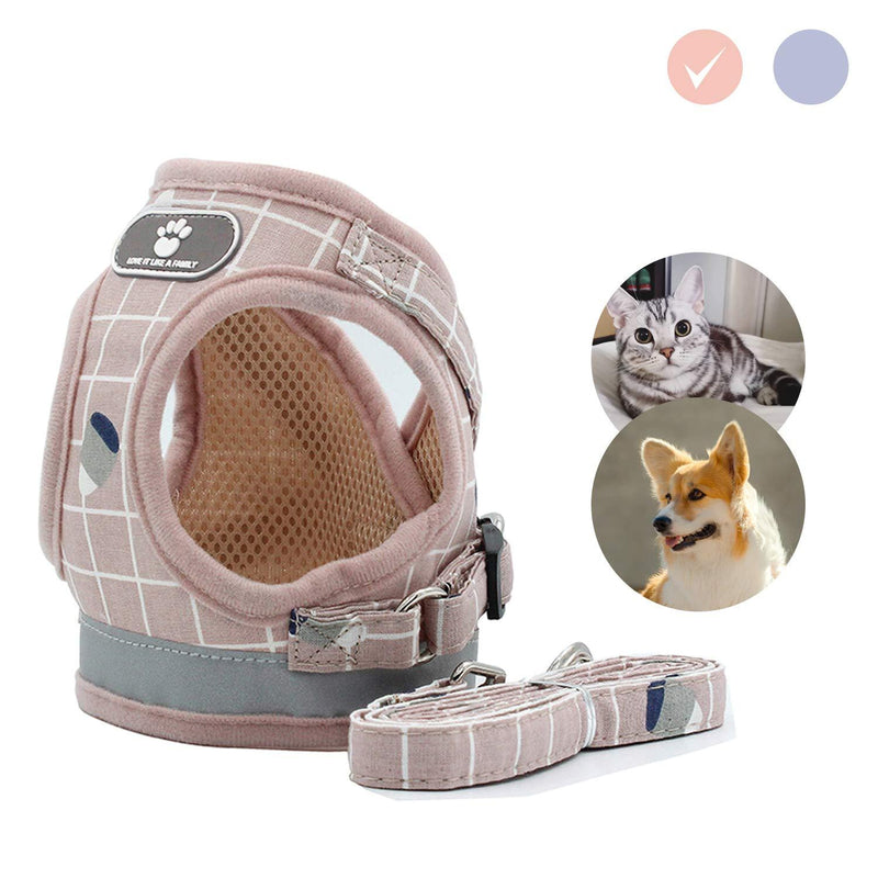 [Australia] - Vetoo Adjustable Cat Harness Escape Proof, Reflective Kitten Harness and Leash Set for Walking, Dog and Cat Universal Pet Harness for Cats Kittens Puppies and Small Dogs S(Chest: 12"-13.6") Pink 