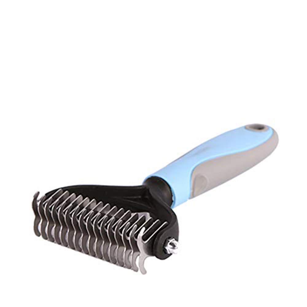 [Australia] - KABB Dogs Cats Pet Grooming Undercoat Rake with Dual Side for Easy Mats & Tangles Removing(Blue) 