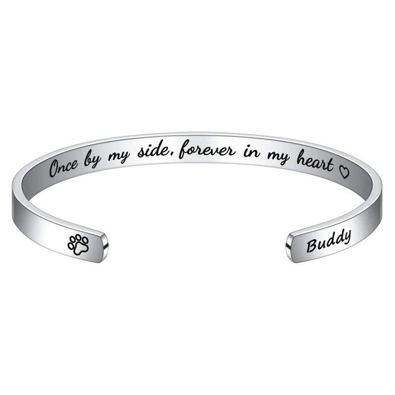 [Australia] - M MOOHAM Personalized Pet Memorial Gifts - Engraved Custom Dogs Name Loss of Pet Gifts Sympathy Gifts Memorial Cuff Bangle Bracelet Jewelry for Women Men Buddy 