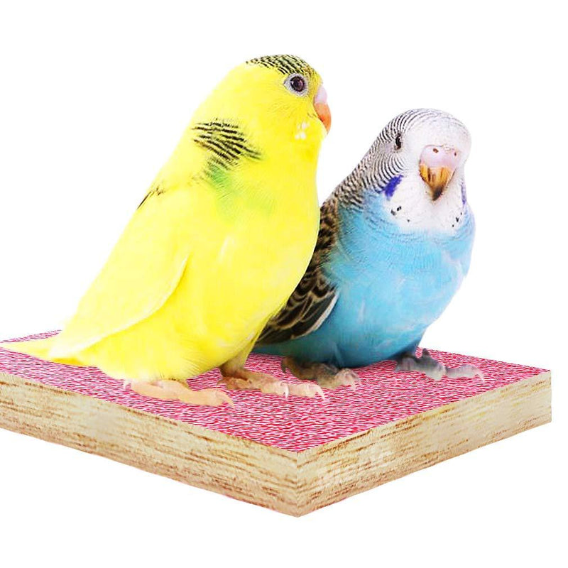 [Australia] - Meric Wooden Bird Platform with Emery Board Top, 9”x13”x1.8cm, Pink, Your Bird’s Personal Trainer and Manicurist 
