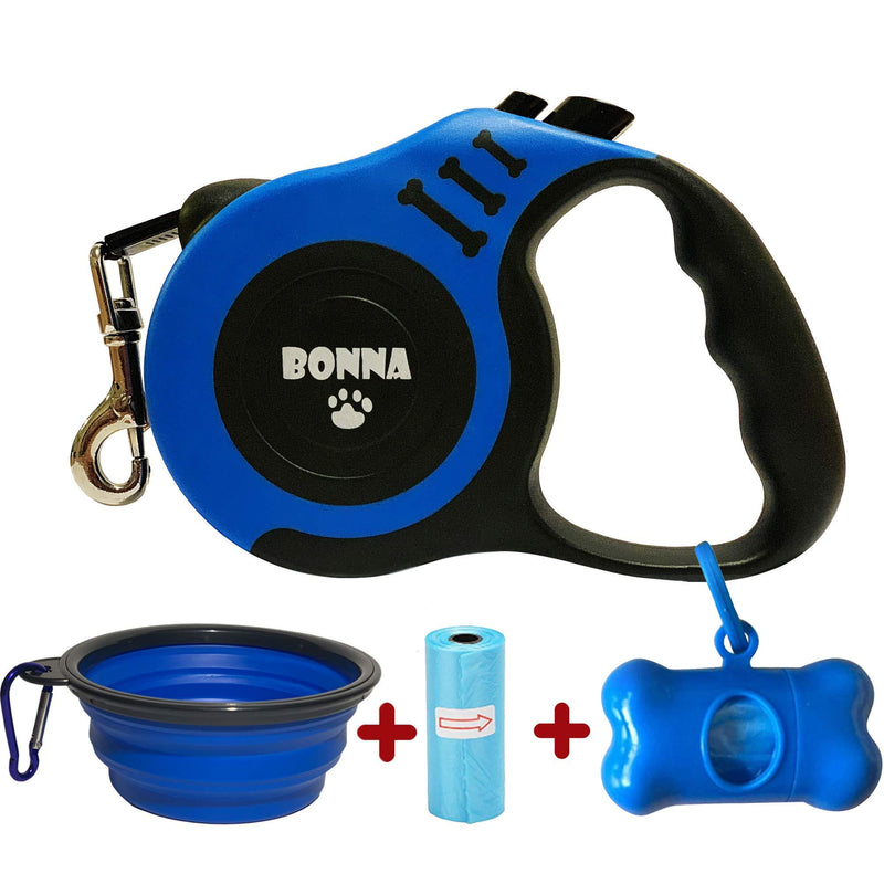 [Australia] - Bonna Retractable Dog Leash for Medium - Small Dogs and Cats 16.5FT Tangle Free, Heavy Duty Walking Leash with Anti Slip Handle, Pause and Lock Strong Nylon Tape, Dog Leash Retractable 