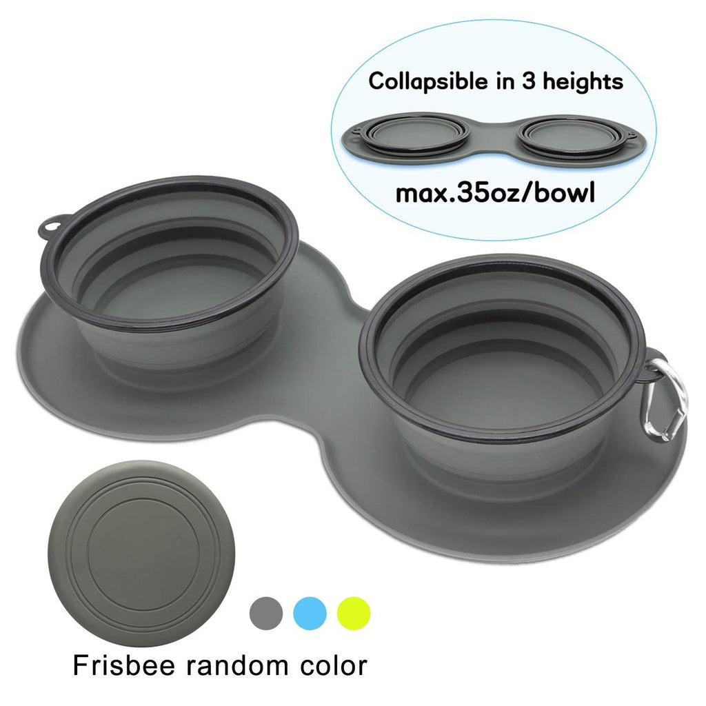 [Australia] - WINSEE Collapsible Dog Bowls with Mat, Portable Foldable Travel Dog Bowls, Expandable Cup Dish, No Spill Non-Skid Silicone Pet Food&Water Feeder Bowl with Free Frisbee& Carabiner, for Indoor, Outdoor 