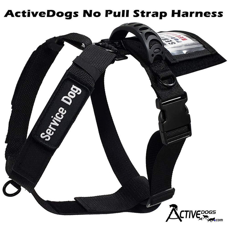 [Australia] - Activedogs No Pull Service Dog Strap Harness - Front D-Ring - Release Buckle Loop Straps & Back Plate for Patches - Fully Adjustable Form Fitted Med/Large (girth 22"-32") 