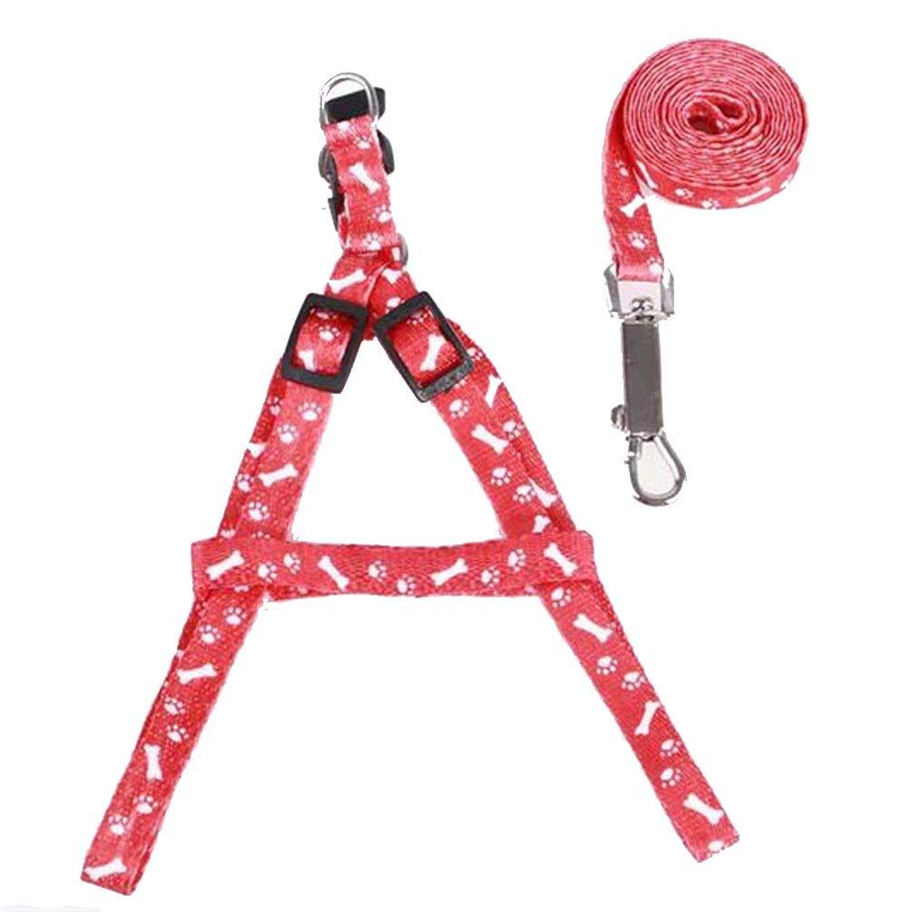 [Australia] - ColorMilky 2 Pack Cat Puppy Dog Harness and Leash Traction Kit Red 