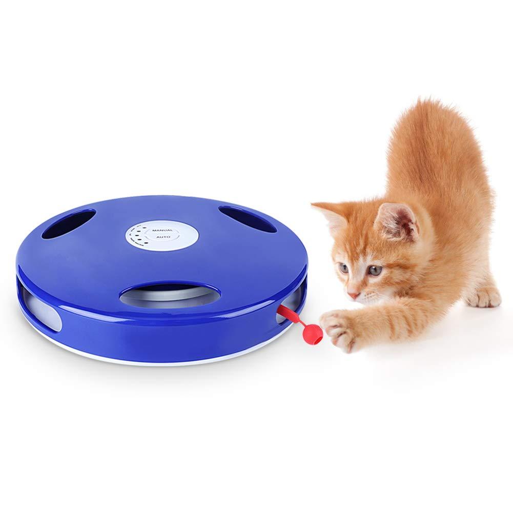 [Australia] - YOUTHINK Interactive Cat Toy, Cat Game Funny Cat Hunting Training Cat Toy with Rotate Feather, 5 Speed Modes Manual Auto Play Rat Sound Cat Mouse Tail Toy 