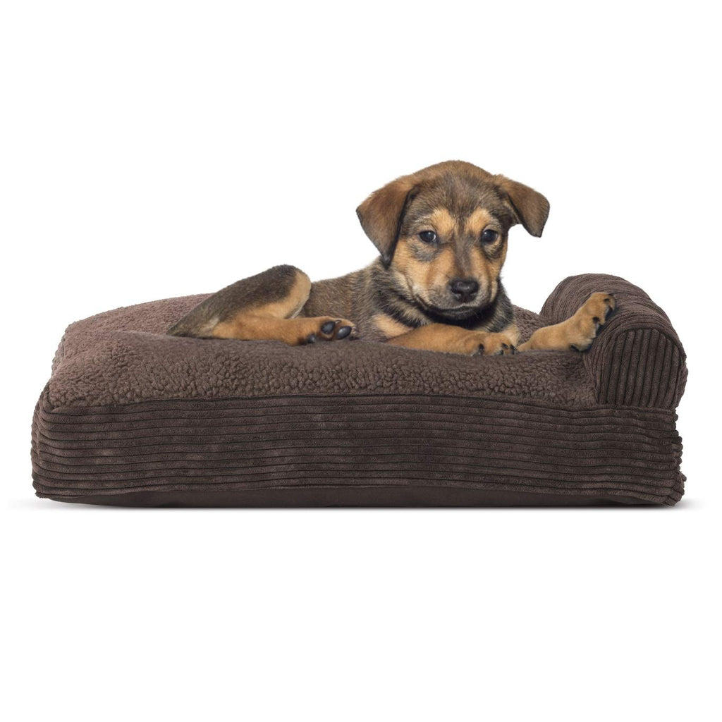 Furhaven Pet - Traditional Chaise Lounge & Deluxe L-Shaped Couch Dog Pillow Bed for Dogs & Cats - Multiple Styles, Sizes, & Colors Corduroy Dark Espresso Small - PawsPlanet Australia