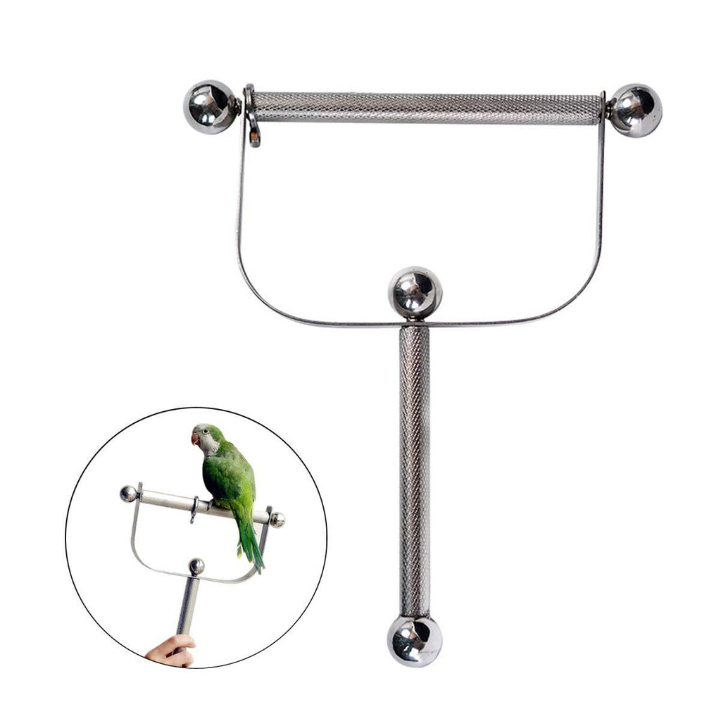[Australia] - Bird Perch Stand Stainless Steel Outdoor Handheld Scratching Stick for Parrot Budgie Parakeet Macaw African Grey Cockatiel Conure S 