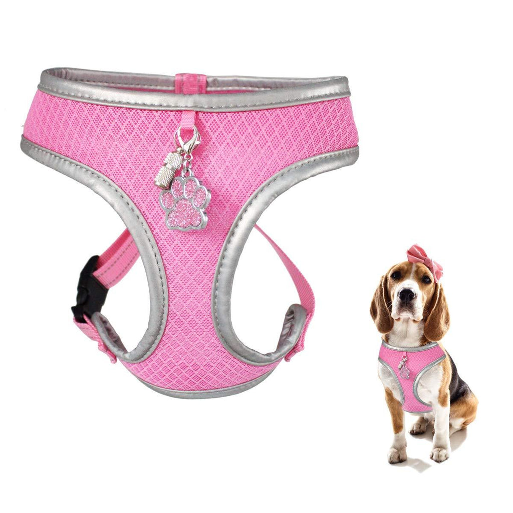 [Australia] - WONDERPUP Reflective Dog Cat Harness No Pull Soft Mesh Adjustable Safe Harness for Small and Medium Pink 