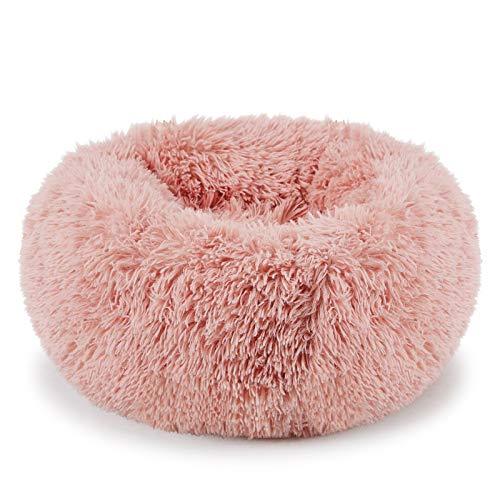 [Australia] - Neekor Cat Dog Beds, Soft Plush Donut Pet Bedding Winter Warm Sleeping Round Fluffy Pet Calming Bed Cuddler for Puppy Dogs/Cats, Size: Small/Medium/Large/X Large pink/medium 
