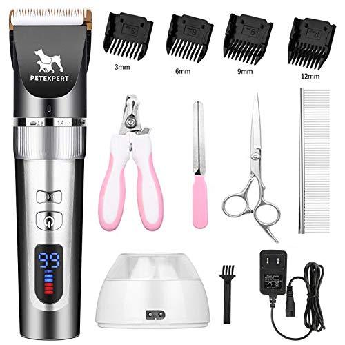 PetExpert Dog Clippers Cordless Dog Grooming Clippers Kit Rechargeable Quiet Pet Hair Clippers Trimmer with 10 Dog Grooming Tools for Dogs, Cats and Other Pets - PawsPlanet Australia