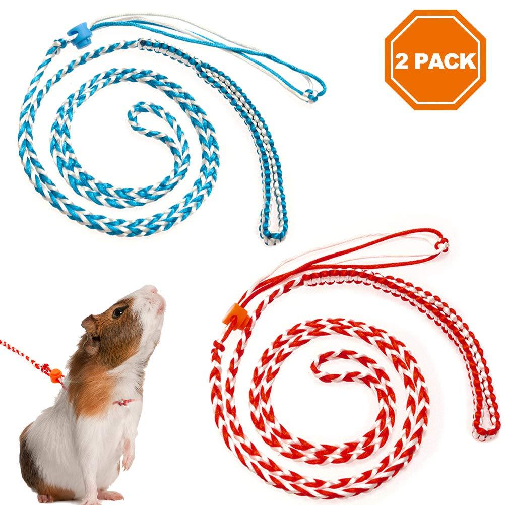 [Australia] - PAWCHIE 2Pcs Small Animal Harness Leash Adjustable Walking Rope for Hamster, Rat, Ferret, Mouse, Squirrels 
