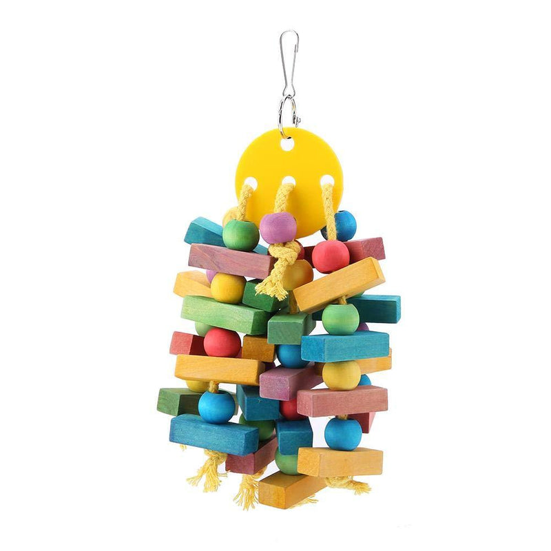 [Australia] - Bird Chew Toy, Colorful Beads Wooden Hanging Swing Parrot Cage Bite Toys for Small and Medium Sized Parrots 