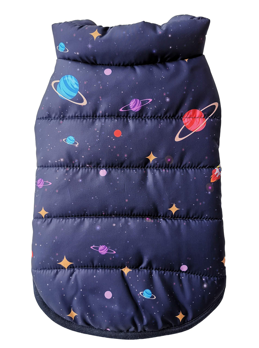 [Australia] - Vedem Small Dog Warm Fleece Puffer Vest Coat Puppy Cold Weather Jacket Quilted Vest Clothes L Navy-Space 