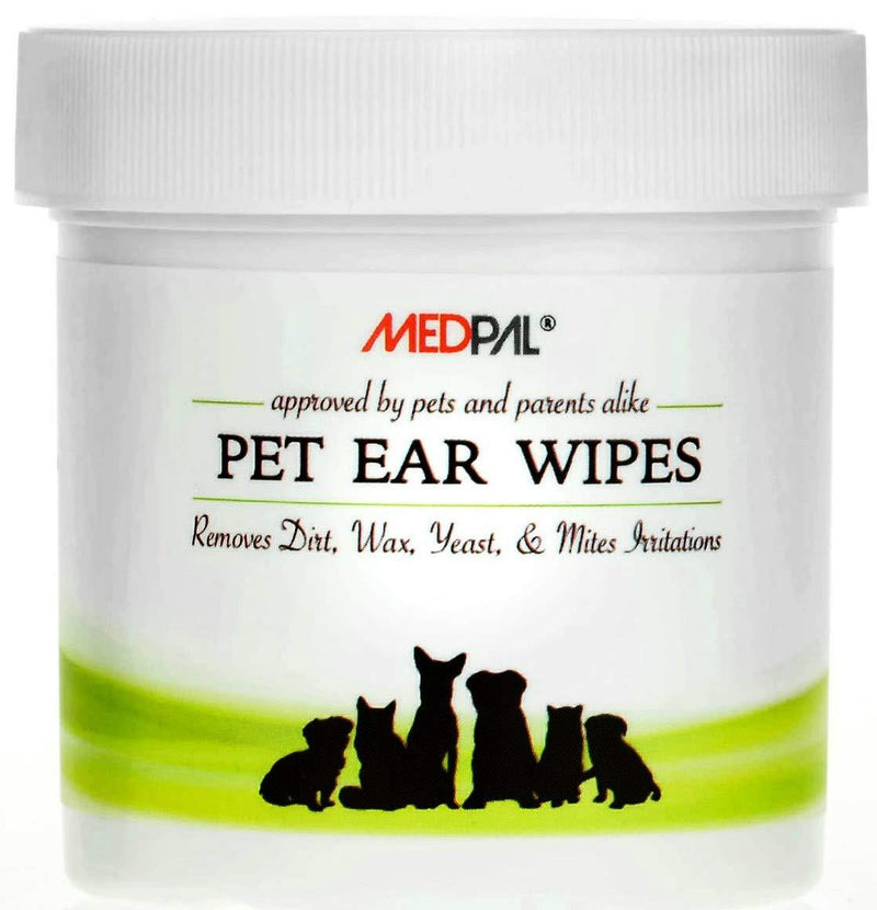 MedPal Professional Pet Ear Cleansing Wipes for Dogs and Cats - Dog Ear Wipes Used to Stop Itching, Prevent Mites, Yeast & Ear Infections. - Advanced Formula! (100 Count) - PawsPlanet Australia
