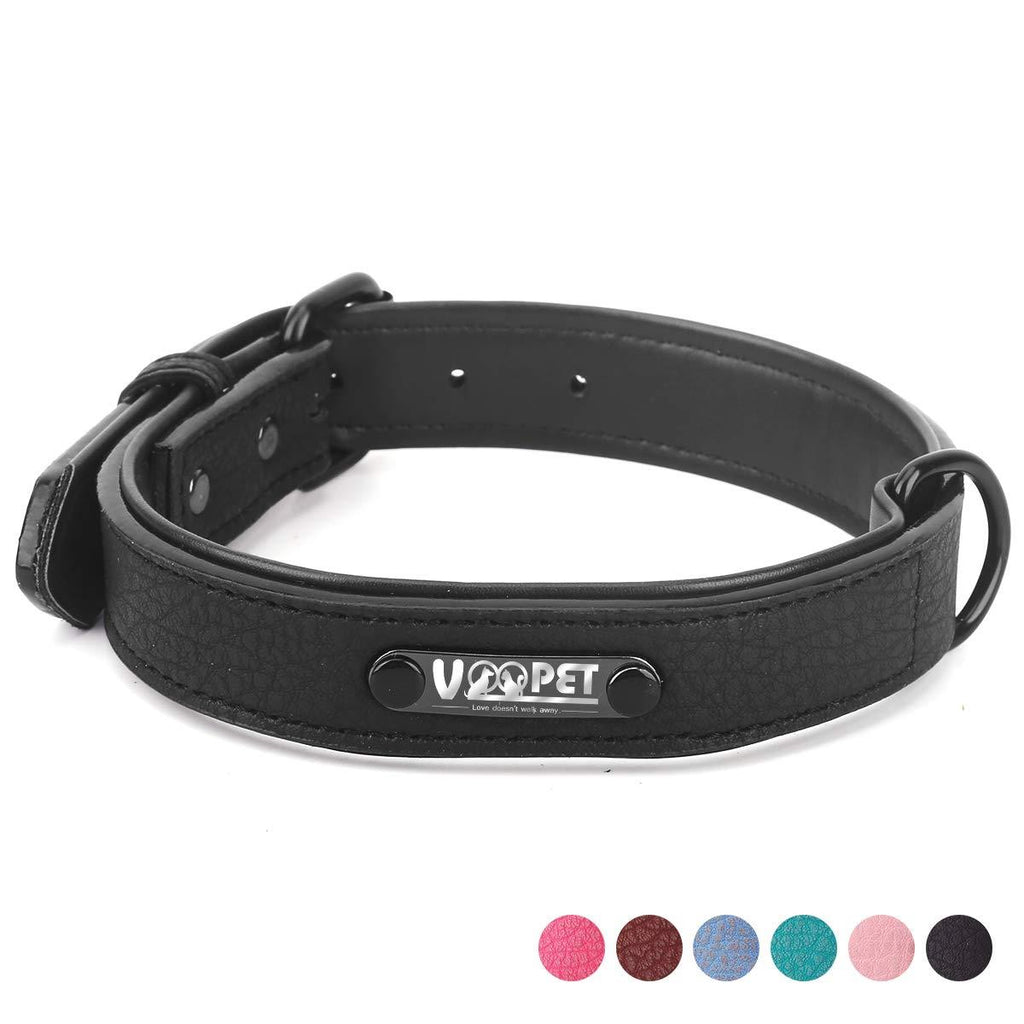 [Australia] - voopet Luxury Leather Dog Collar with Adjustable Metal Buckle, Soft Touch Collars Basic Collar for Puppy Small Medium Large Pets XS Black 