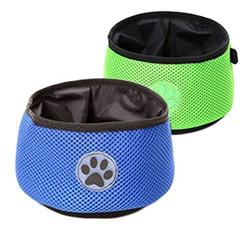 [Australia] - Pawyager Collapsible Dog Bowl, 2 Pack Portable Pet Feeding Watering Dish, Walking Parking Traveling 2Pack - Blue + Green 