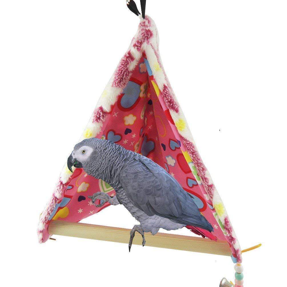 [Australia] - Bird Plush Perch Tent Winter Warm Triangle Hammock Nest Bed for Parrot Budgie Parakeet Cockatiel Lovebird M 