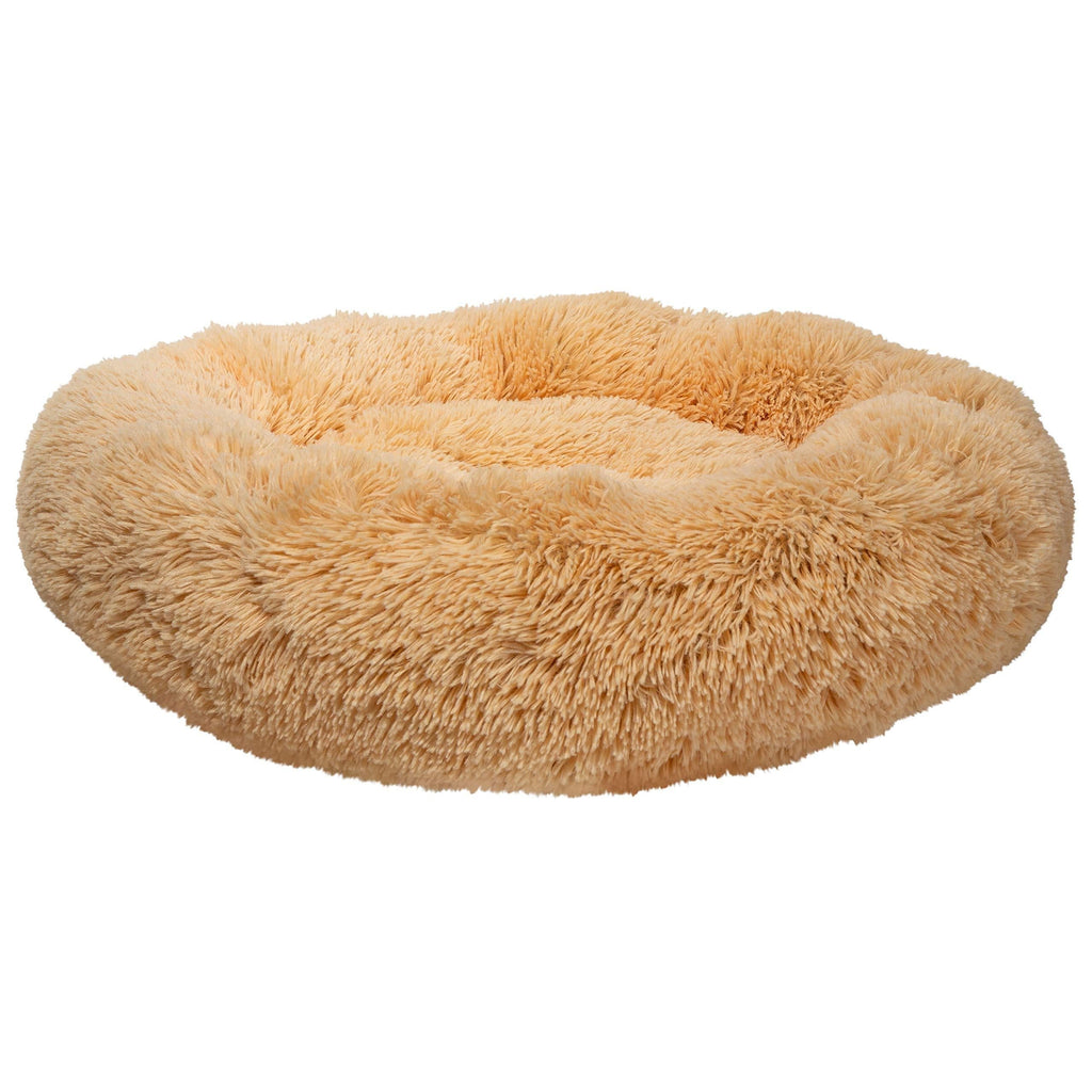 [Australia] - Franklin Pet Supply Soft Puff Pet Bed - Luxury Bed for Dog - Faux Fur Round Plush Cushion Pet Bed, Tan, Model Number: 90033 