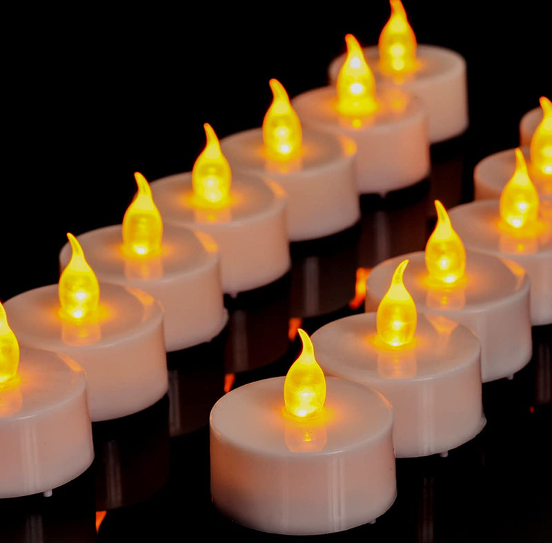 Anziner 12 Pack Flameless LED Tealight Candles，Realistic and Bright Flickering Bulb Battery Operated Flameless LED Tea Light Ideal for Parties, Weddings, Birthdays,Hollween, Gifts and Home. Warm Yellow-12pack - PawsPlanet Australia