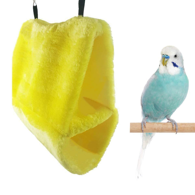 [Australia] - Wontee Bird Plush Hammock Dual Layer Nest Shed Parrot Snuggle Cave Happy Hut for Macaw Budgies Eclectus Parakeet Cockatiels Cockatoo Lovebird S Yellow 