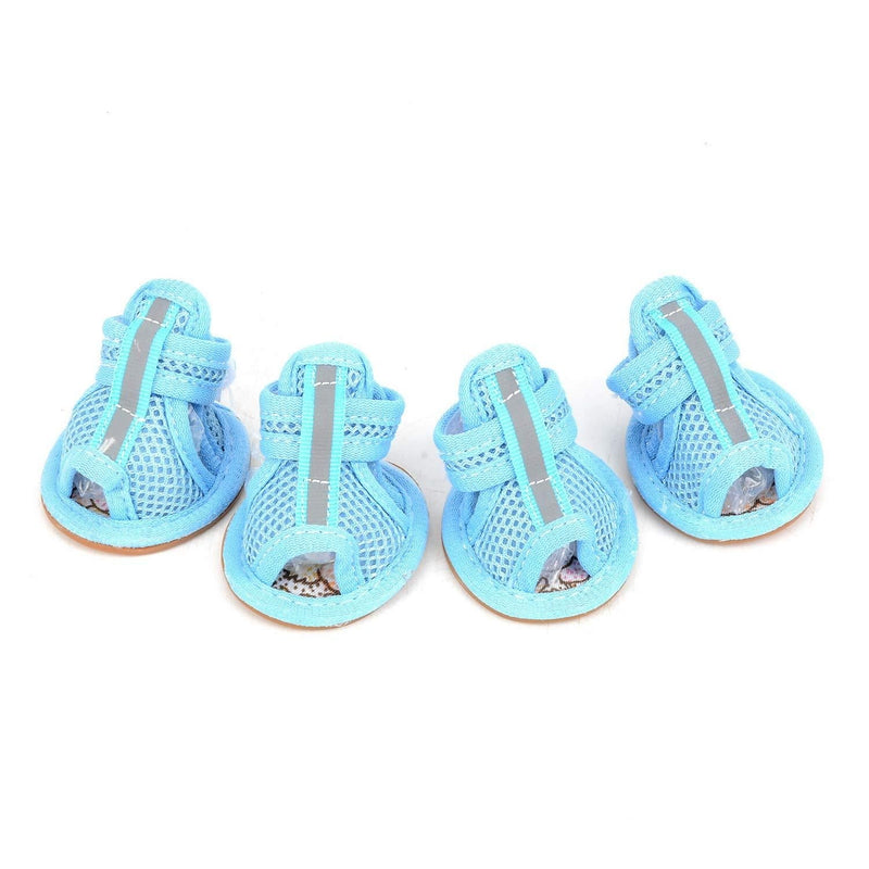 [Australia] - Zunea Summer Mesh Breathable Dog Shoes Sandals Non Slip Paw Protectors Reflective Adjustable Girls Female,for Small Pet Dog Cat Puppy (Please take a Measurement of Your Dog Before Ordering, Thanks) 1# (LxW): 1.37 * 1" blue 