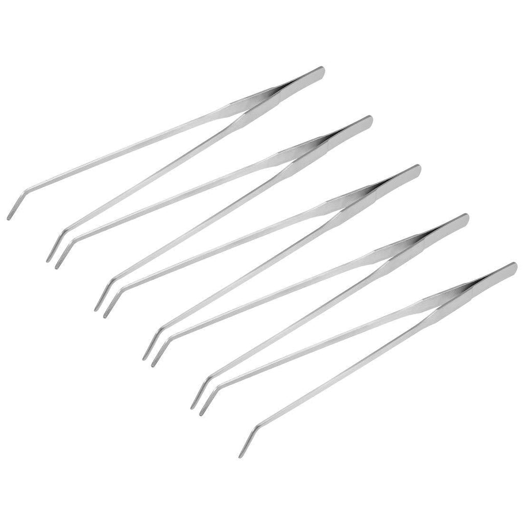 [Australia] - uxcell Aquarium Curved Tweezers 10.6 Inch Stainless Steel Extra Long, Fish Tank Aquatic Plants Forceps Clip, 5 Pack 