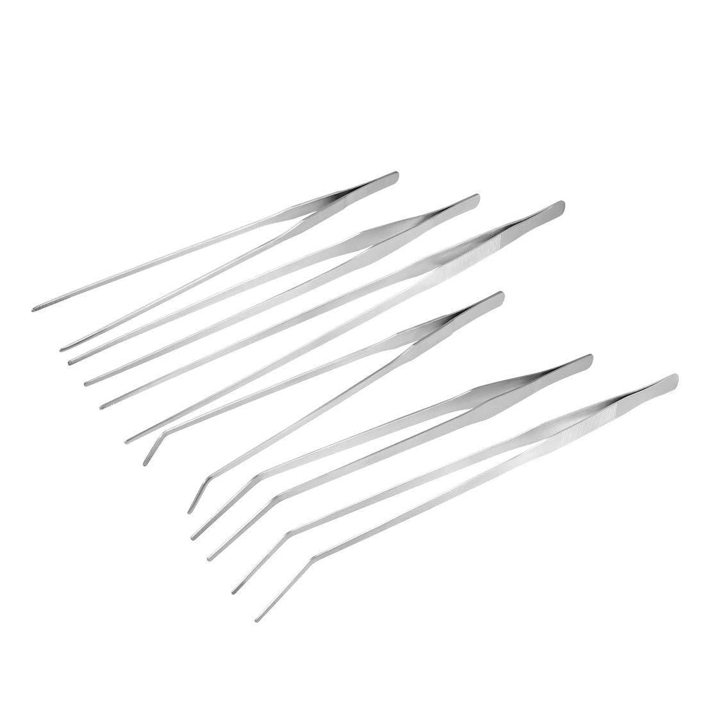 [Australia] - uxcell Aquarium Straight Curved Tweezers Set Stainless Steel Extra Long, Fish Tank Aquatic Plants Forceps Clip, 6 Pack (10.6 Inch, 15 Inch, 19 Inch) 