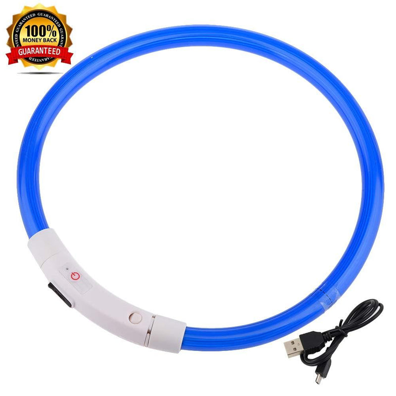 [Australia] - FuYUAN LED Dogs Collars, USB Rechargeable Cuttable Safety Waterproof Glowing Pets Collars,Lights Up Collars for Small Medium Large Dogs 27.5 Inches blue 