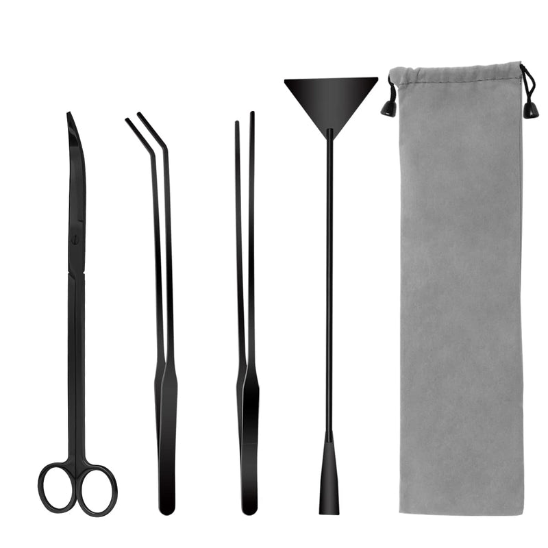 Liveek Aquarium Aquascape Tools Kit, 4 in 1 Anti-Rust Aquatic Plant Aquascaping Tool Stainless Steel Tweezers Scissors Spatula for Aquarium Tank Clean Fish Tank Aquascape Tools Sets 12.5in Black - PawsPlanet Australia