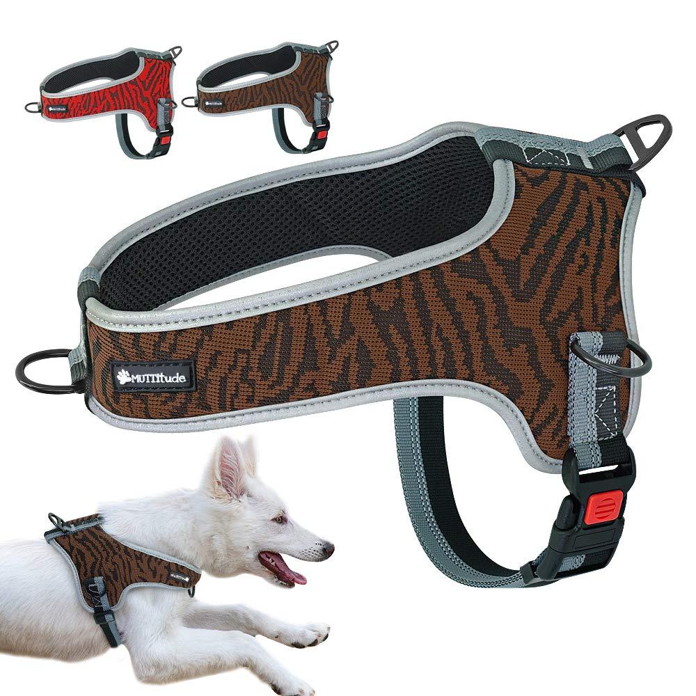 [Australia] - Muttitude No-Pull Training Dog Harness - Front Clip Dog Harness – Brown, Red, Orange, and Black Dog Harness for Dogs 10 to 55 Lbs XL 40-55 Lbs. 