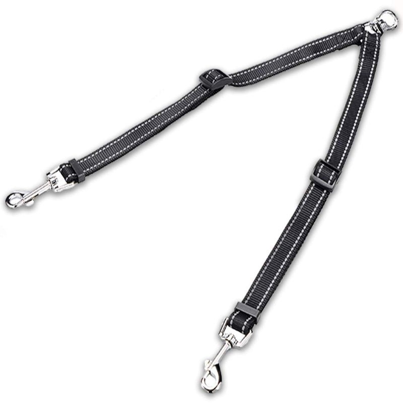 Snagle Paw Tangle Free BungeeX2 Double Dog Leash Coupler, 360° Swivel No Tangle Double Dog Walking & Training Leash, Comfortable Shock Absorbing Reflective Bungee Lead Walk 2 Dogs with Ease Small(Pack of 1)-adjustable black - PawsPlanet Australia