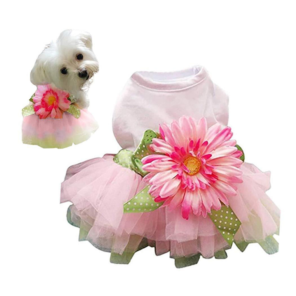 [Australia] - Petea Daisy Flower Gauze Tutu Dog Dress Vest Apparel Skirt Clothes Pet Puppy Bowknot Princess Clothes for Dogs and Cats L 