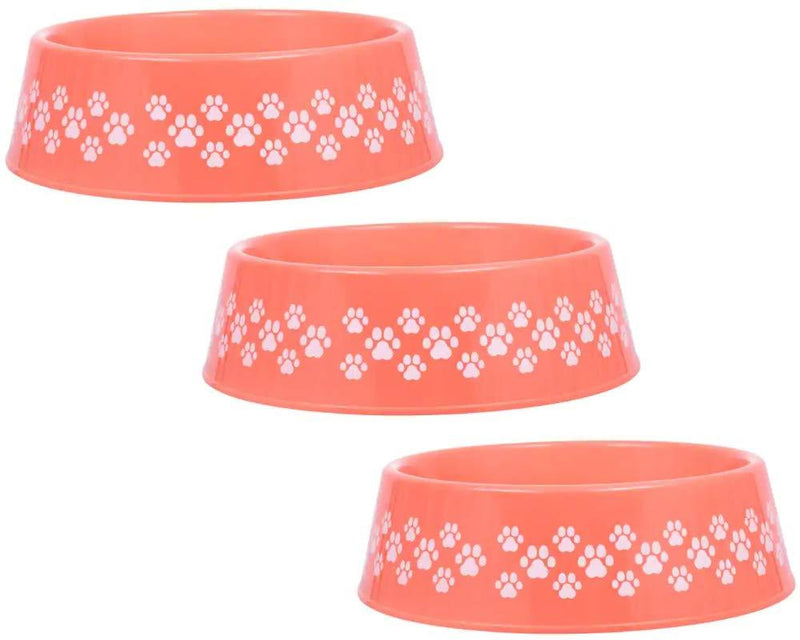 [Australia] - FESCO Pet Bowl Round Orange Colored Dog Paw Design 3-Pack 