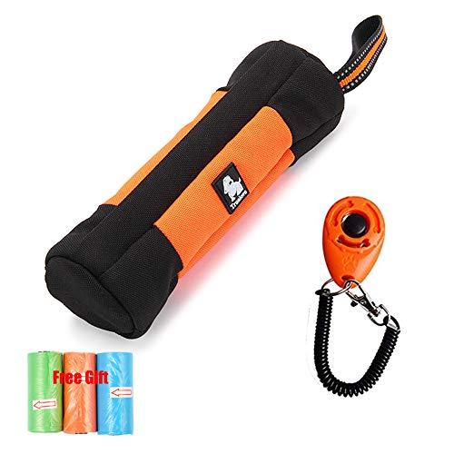 JAX PLANET Dog Training Bag Clicker Set - Dog Training Clicker & Treat Holder for Dog Training (1. Dog Treat Pouch or 2. Dog Bite Tug SnackBag)+FreeGift Medium/FreeSize SnackBagTug/Clicker-Orange&Black+FreeGift - PawsPlanet Australia