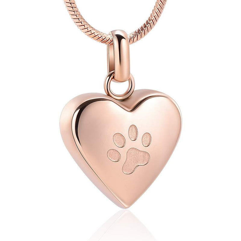 zeqingjw Pet Cremation Jewelry for Ashes Pendant Paw Print Pet Heart Urn Necklace Memorial Keepsake Jewelry for Pet/Dog's/Cat's Ashes Rose Gold - PawsPlanet Australia