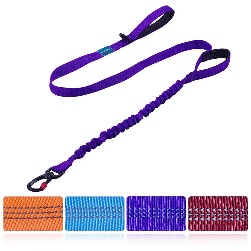 [Australia] - ThinkPet Bungee Dog Leash 5ft Long - Padded Traffic Handle - Heavy Duty - Double Handles Lead for Control -Shock Absorption Safety Training Leashes for Large Dogs or Medium Dogs Purple 