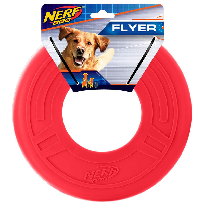 [Australia] - Nerf Dog Flyer Dog Toy, Frisbee, Lightweight, Durable and Water Resistant, Great for Beach and Pool, 10 inch Diameter, for Medium/Large Breeds Red 