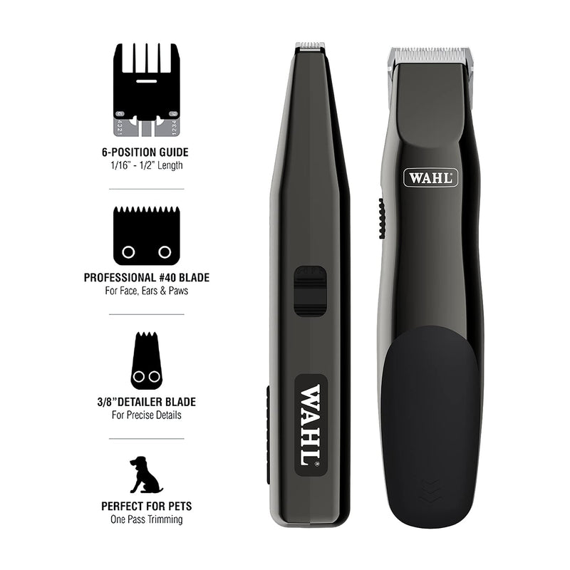 Wahl Professional Animal Limited Edition Touch-Up Dog, Cat, & Pet Trimmer Set, Black (09990-1301),13 Piece Set - PawsPlanet Australia