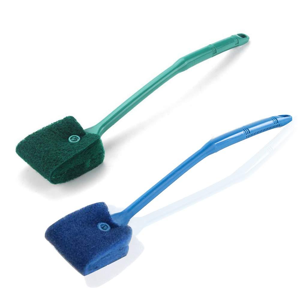 [Australia] - 3 PCS Double-Sided Aquarium Fish Tank Algae Cleaning Brush with Non-Slip Handle, Sponge Scrubber Cleaner for Glass Aquariums and Home Kitchen 2 PCS 