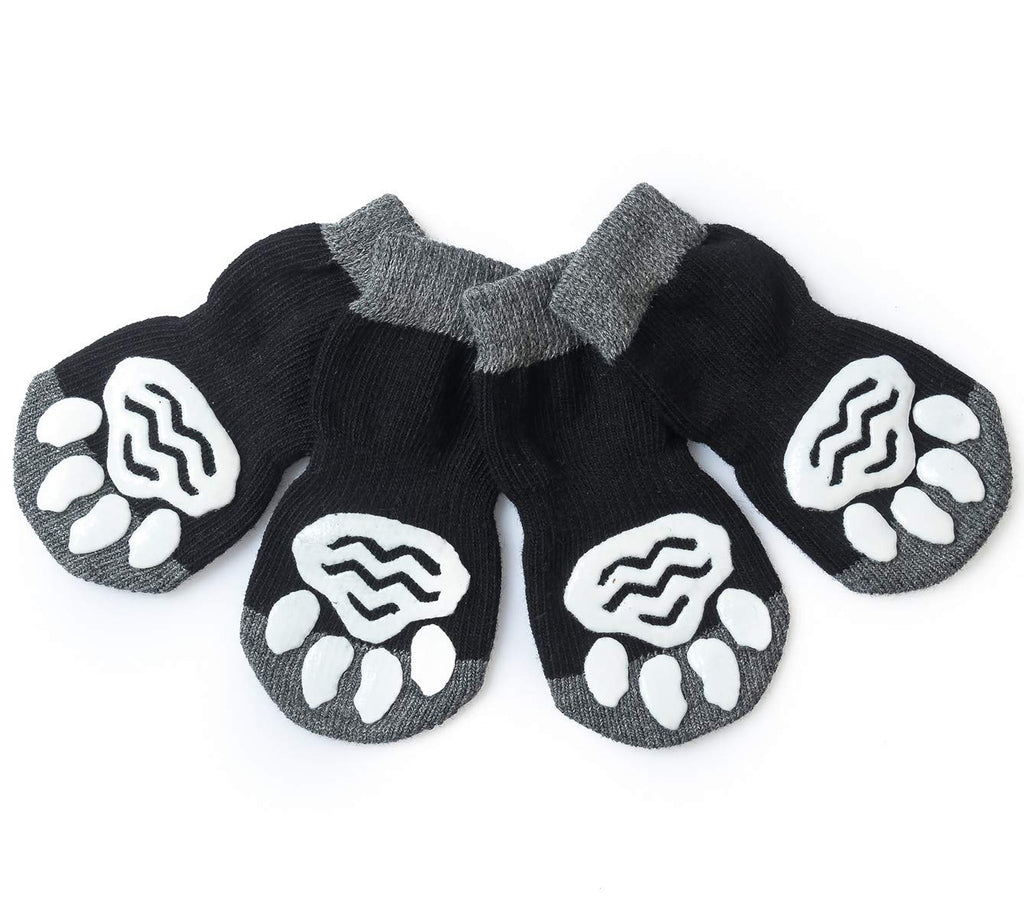 Harfkoko Pet Heroic Anti-Slip Knit Dog Socks&Cat Socks with Rubber Reinforcement, Anti-Slip Knit Dog Paw Protector&Cat Paw Protector for Indoor Wear, Suitable for Small&Medium&Large Dogs&Cats Black mode S - PawsPlanet Australia
