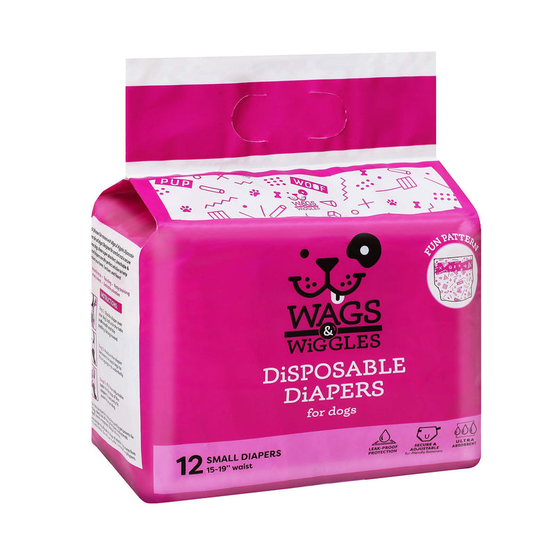 [Australia] - Wags & Wiggles Female Dog Diapers and Male Dog Wraps | Disposable Female Dog Diapers and Disposable Male Dog Wraps | Super Absorbent Dog Diapers Available in a Variety of Sizes Small 