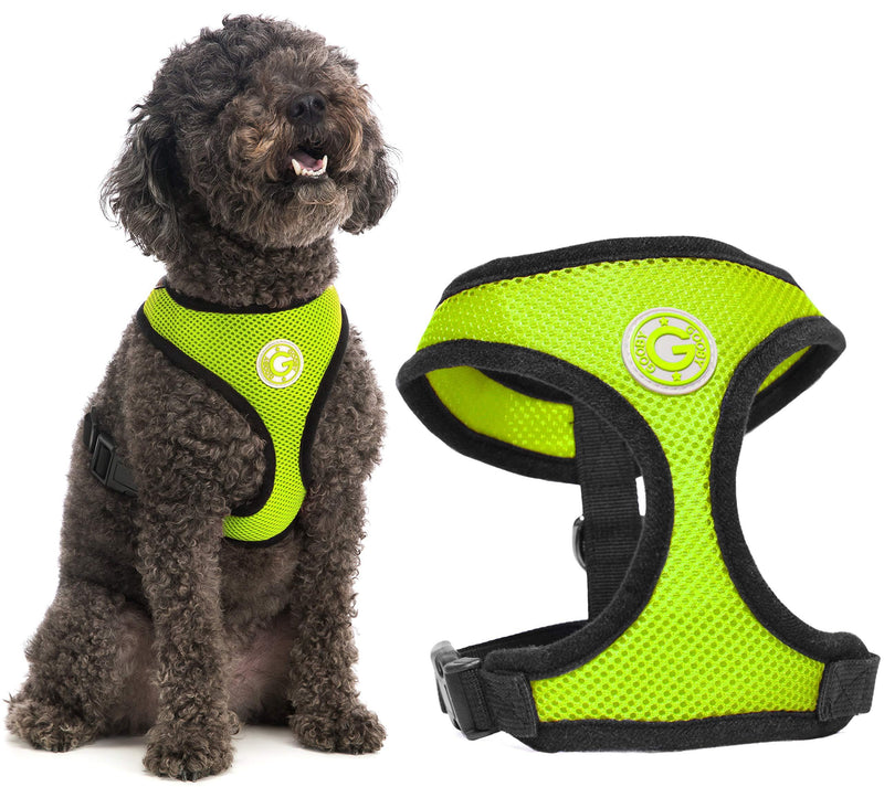 Gooby Dog Harness - Lime, Small - Soft Mesh Head-in Small Dog Harness with Breathable Mesh - Perfect on The Go Mesh Harness for Small Dogs or Cat Harness for Indoor and Outdoor Use Small chest (9.5-13") - PawsPlanet Australia