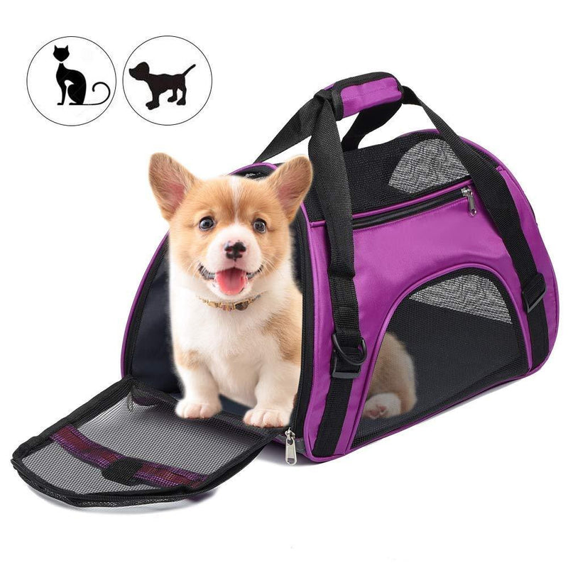 [Australia] - Anyifan Airline Approved Dog Carrier and Cat Carrier, Soft-Edged Portable Pet Travel Carrier, Zipper Lock Collapsible Travel Cat Carrier and Dog Carrier Small,Purple 