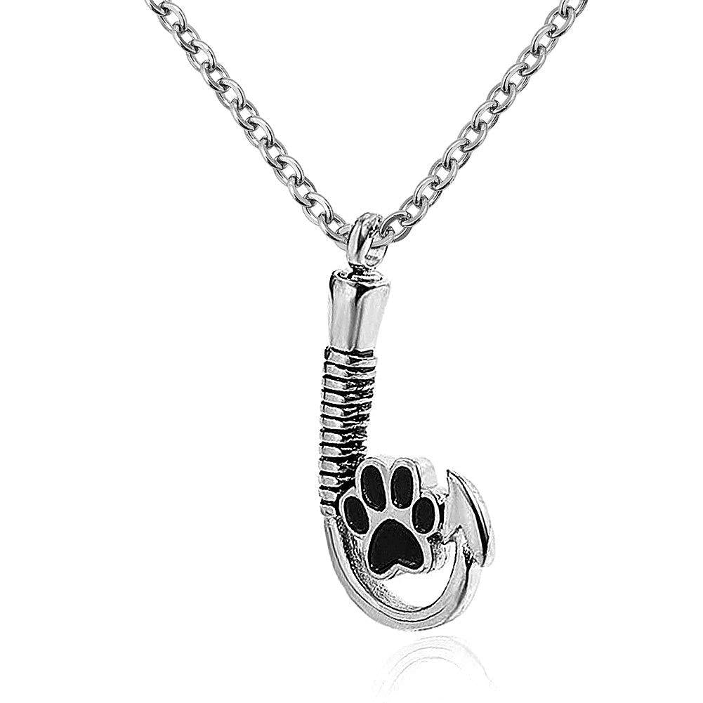 [Australia] - CoolJewelry Urn Necklace for Ashes Fish Hook Cremation Pendant Keepsake Stainless Steel Memorial Jewelry with Fill Kit Pet 