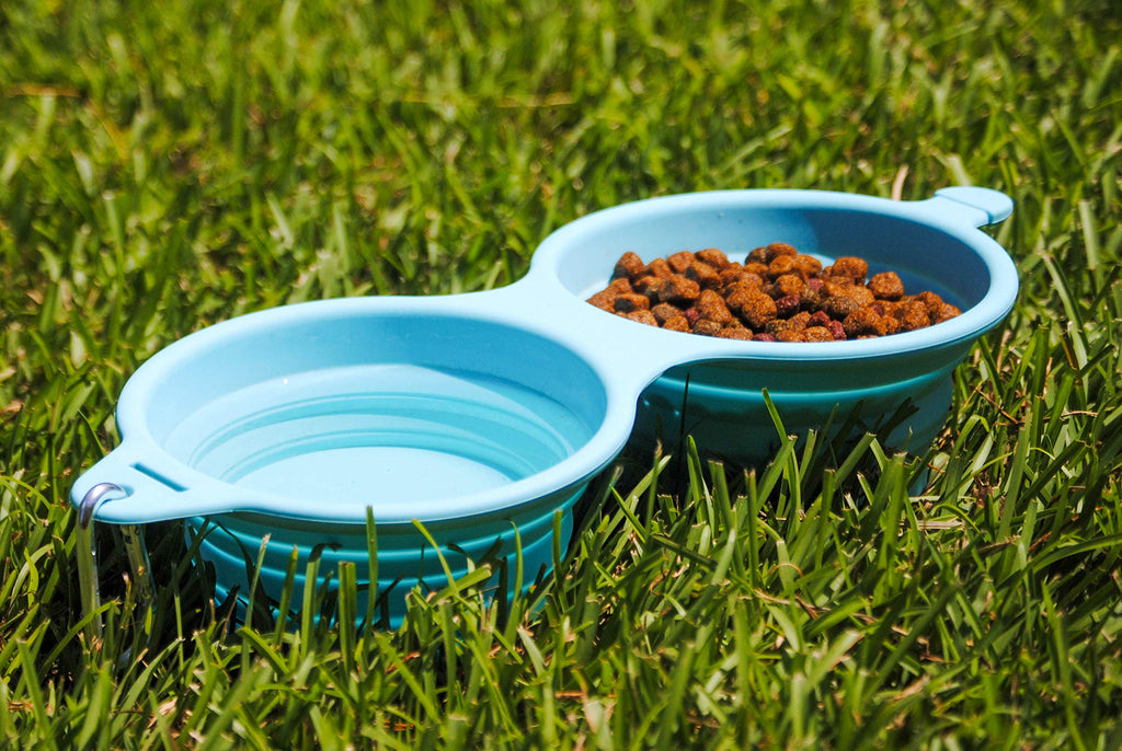 [Australia] - Bark Brite Collapsible Double Dog Bowl Made with Food Grade Silicone 