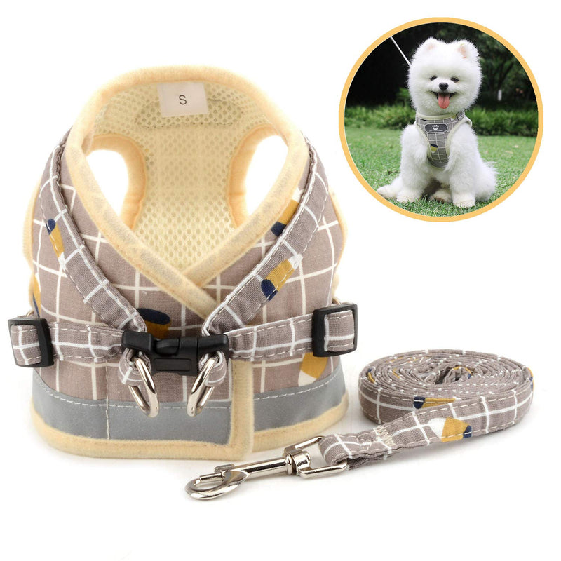 [Australia] - Zunea No Pull Small Dog Harness and Leash Set Adjustable Reflective Step-in Chihuahua Vest Harnesses Mesh Padded Plaid Escape Proof Walking Puppy Jacket for Boy Girl Pet Dogs Cats XL (Chest: 20.5") khaki 