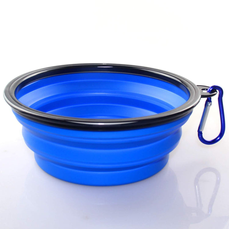 [Australia] - Axgo 1PC Foldable Silicone Dog Bowl Outfit Portable Travel Bowl for Dogs Feeder Utensils Outdoor Drinking Water Dog Bowl, Blue 