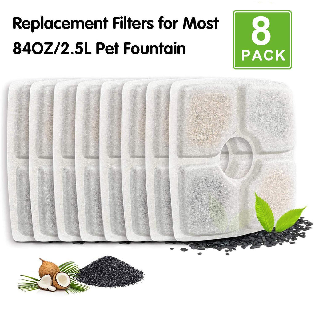 [Australia] - PK.ZTopia Cat Fountain Replacement Filter, Pet Fountain Filters,Carbon Replacement Filter for 84oz/2.5L Automatic Pet Fountain Cat Water Fountain Dog Water Dispenser 8 Pack 