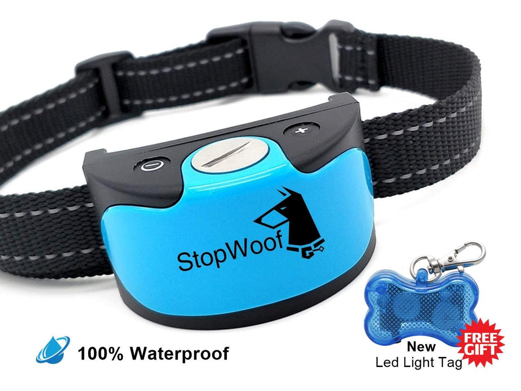 [Australia] - StopWoof Dog Bark Collar - Humane Care Modes, Vibration & Sound - No Shock Training Device for Small, Medium, Large Breeds - No Harm Deterrent Vibrating Control - 100% Waterproof and Without Remote 