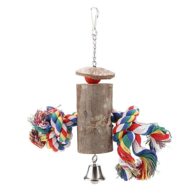 [Australia] - Parrot Chewing Toy, Colorful Wood and Cotton Rope Cage Bite Toys Hanging Bell Swing for Macaw African Grey Amazon Cockatoo Parakeet Cockatiel Lovebird 